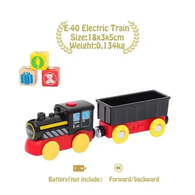Magnetic Train Toys Electric Car Locomotive Diecast Slot Wooden Railway Accessories fit for Brand Wooden Tracks Kids Toys