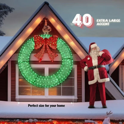 Pre-Lit Luxury Large Christmas Wreath – Perfect for Outdoor Elegance