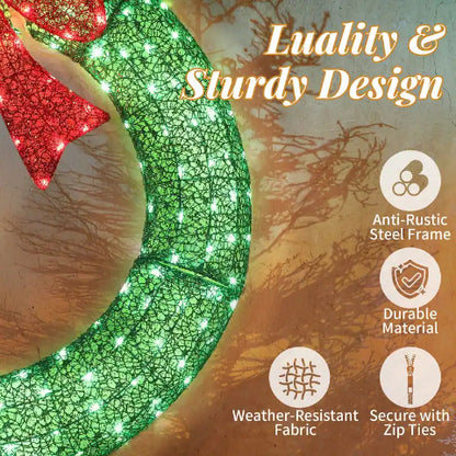 Pre-Lit Luxury Large Christmas Wreath – Perfect for Outdoor Elegance