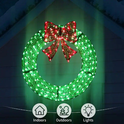 Pre-Lit Luxury Large Christmas Wreath – Perfect for Outdoor Elegance