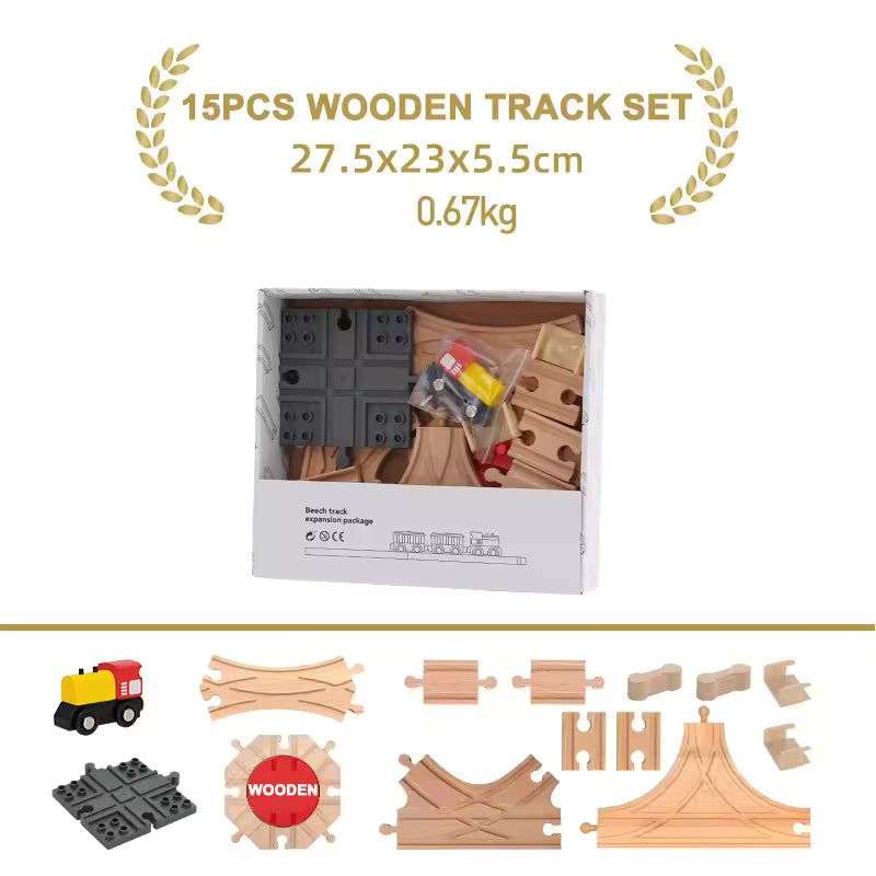 NEW Wooden Track Set Beech Wood Track Expansion Package Railway Train Track Set Fit for All Brands Trains Toys for Kids Gifts