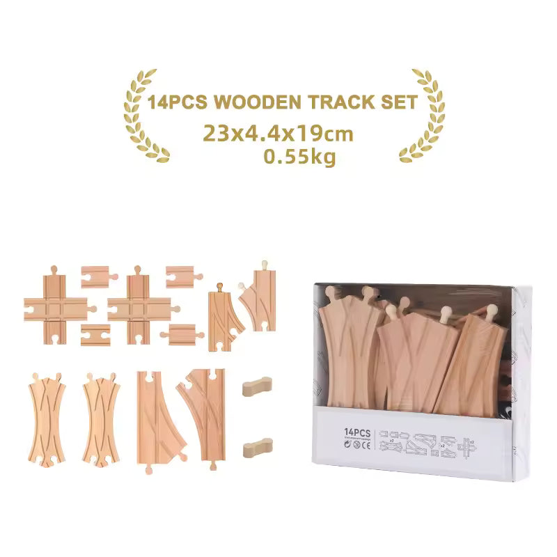 NEW Wooden Track Set Beech Wood Track Expansion Package Railway Train Track Set Fit for All Brands Trains Toys for Kids Gifts