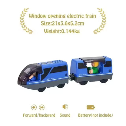 Magnetic Train Toys Electric Car Locomotive Diecast Slot Wooden Railway Accessories fit for Brand Wooden Tracks Kids Toys