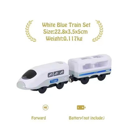 Magnetic Train Toys Electric Car Locomotive Diecast Slot Wooden Railway Accessories fit for Brand Wooden Tracks Kids Toys