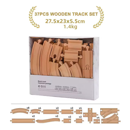 NEW Wooden Track Set Beech Wood Track Expansion Package Railway Train Track Set Fit for All Brands Trains Toys for Kids Gifts