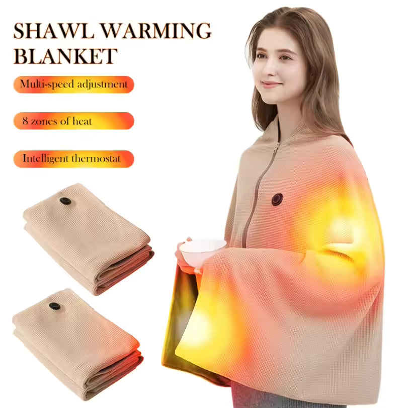 Wearable Electric Heating Blanket – 3 Levels, USB Powered, Washable, for Home, Office & Outdoor Use