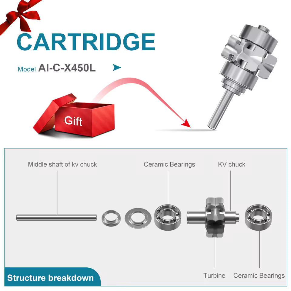 Dental Handpiece 45° Mini Head High-Speed Fiber Optic with Quick Coupler & Water Spray
