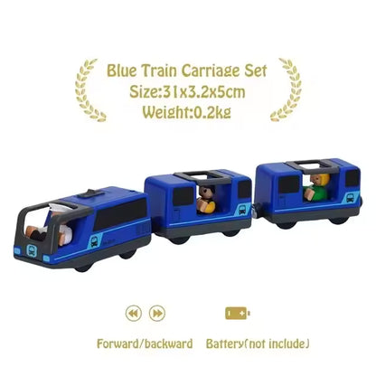 Magnetic Train Toys Electric Car Locomotive Diecast Slot Wooden Railway Accessories fit for Brand Wooden Tracks Kids Toys