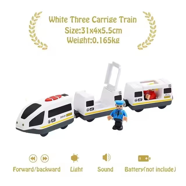 Magnetic Train Toys Electric Car Locomotive Diecast Slot Wooden Railway Accessories fit for Brand Wooden Tracks Kids Toys