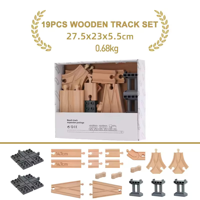 NEW Wooden Track Set Beech Wood Track Expansion Package Railway Train Track Set Fit for All Brands Trains Toys for Kids Gifts