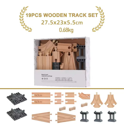 NEW Wooden Track Set Beech Wood Track Expansion Package Railway Train Track Set Fit for All Brands Trains Toys for Kids Gifts