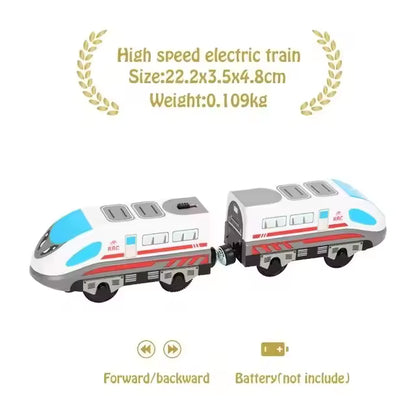 Magnetic Train Toys Electric Car Locomotive Diecast Slot Wooden Railway Accessories fit for Brand Wooden Tracks Kids Toys