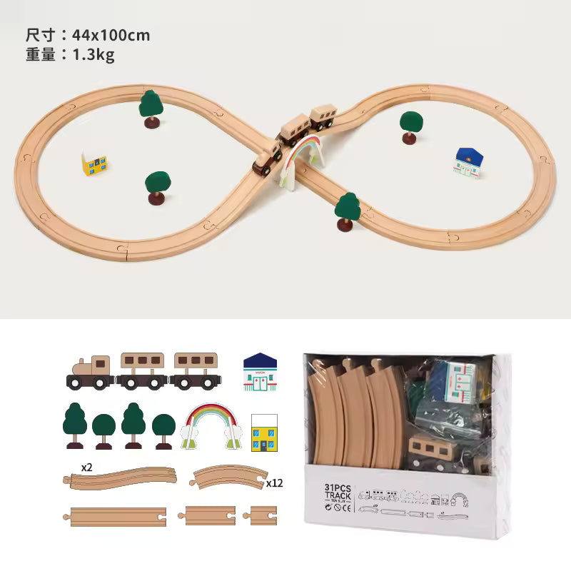 NEW Wooden Track Set Beech Wood Track Expansion Package Railway Train Track Set Fit for All Brands Trains Toys for Kids Gifts