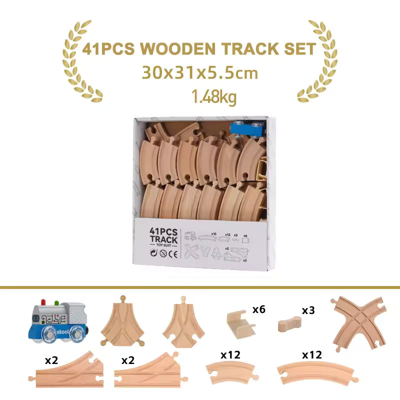 NEW Wooden Track Set Beech Wood Track Expansion Package Railway Train Track Set Fit for All Brands Trains Toys for Kids Gifts