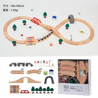 NEW Wooden Track Set Beech Wood Track Expansion Package Railway Train Track Set Fit for All Brands Trains Toys for Kids Gifts