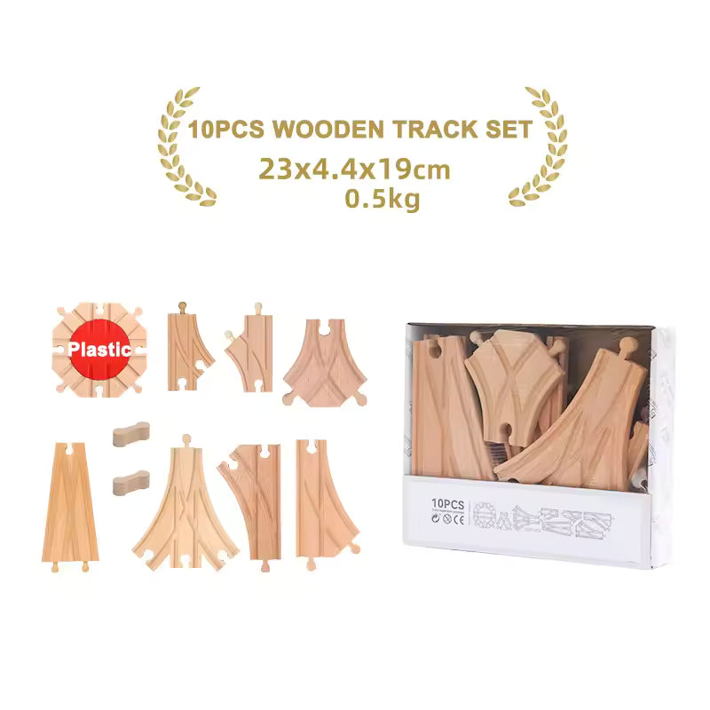 NEW Wooden Track Set Beech Wood Track Expansion Package Railway Train Track Set Fit for All Brands Trains Toys for Kids Gifts