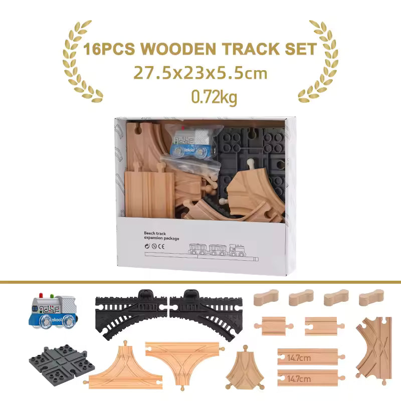 NEW Wooden Track Set Beech Wood Track Expansion Package Railway Train Track Set Fit for All Brands Trains Toys for Kids Gifts