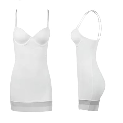 Women’s White Mesh Control Slip Dress with Underwire – Tube Mini Underdress