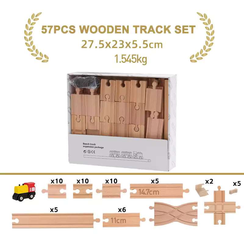 NEW Wooden Track Set Beech Wood Track Expansion Package Railway Train Track Set Fit for All Brands Trains Toys for Kids Gifts