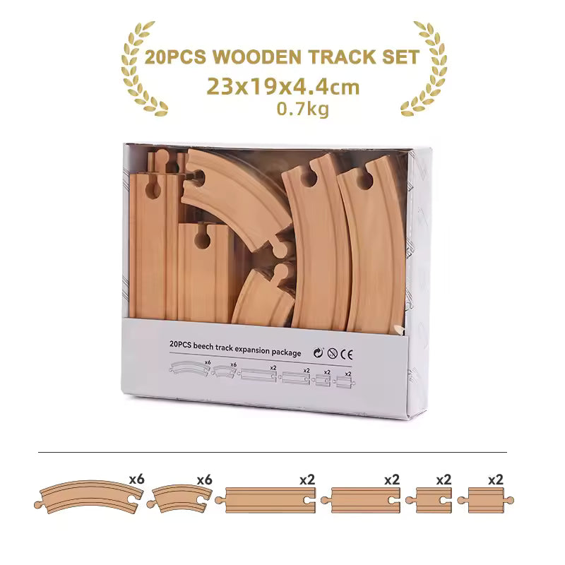 NEW Wooden Track Set Beech Wood Track Expansion Package Railway Train Track Set Fit for All Brands Trains Toys for Kids Gifts