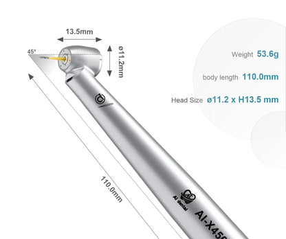 Dental Handpiece 45° Mini Head High-Speed Fiber Optic with Quick Coupler & Water Spray