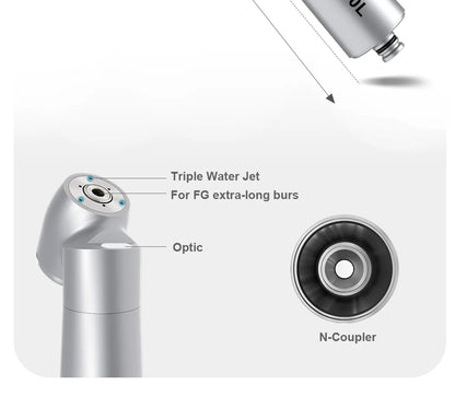 Dental Handpiece 45° Mini Head High-Speed Fiber Optic with Quick Coupler & Water Spray