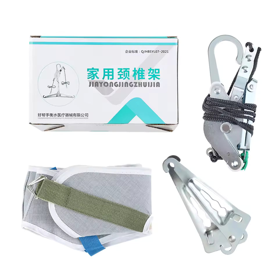 Over-Door Neck Traction Kit – Adjustable Cervical Stretcher with Cushion Support Belt