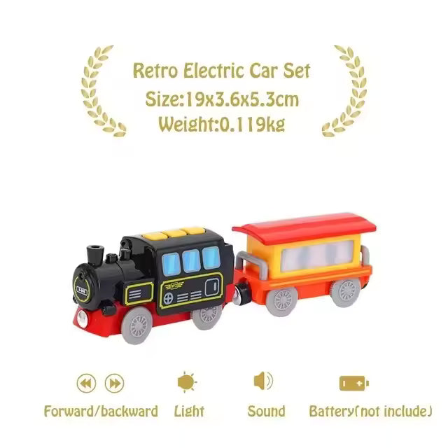 Magnetic Train Toys Electric Car Locomotive Diecast Slot Wooden Railway Accessories fit for Brand Wooden Tracks Kids Toys