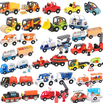 Magnetic Train Toys Electric Car Locomotive Diecast Slot Wooden Railway Accessories fit for Brand Wooden Tracks Kids Toys