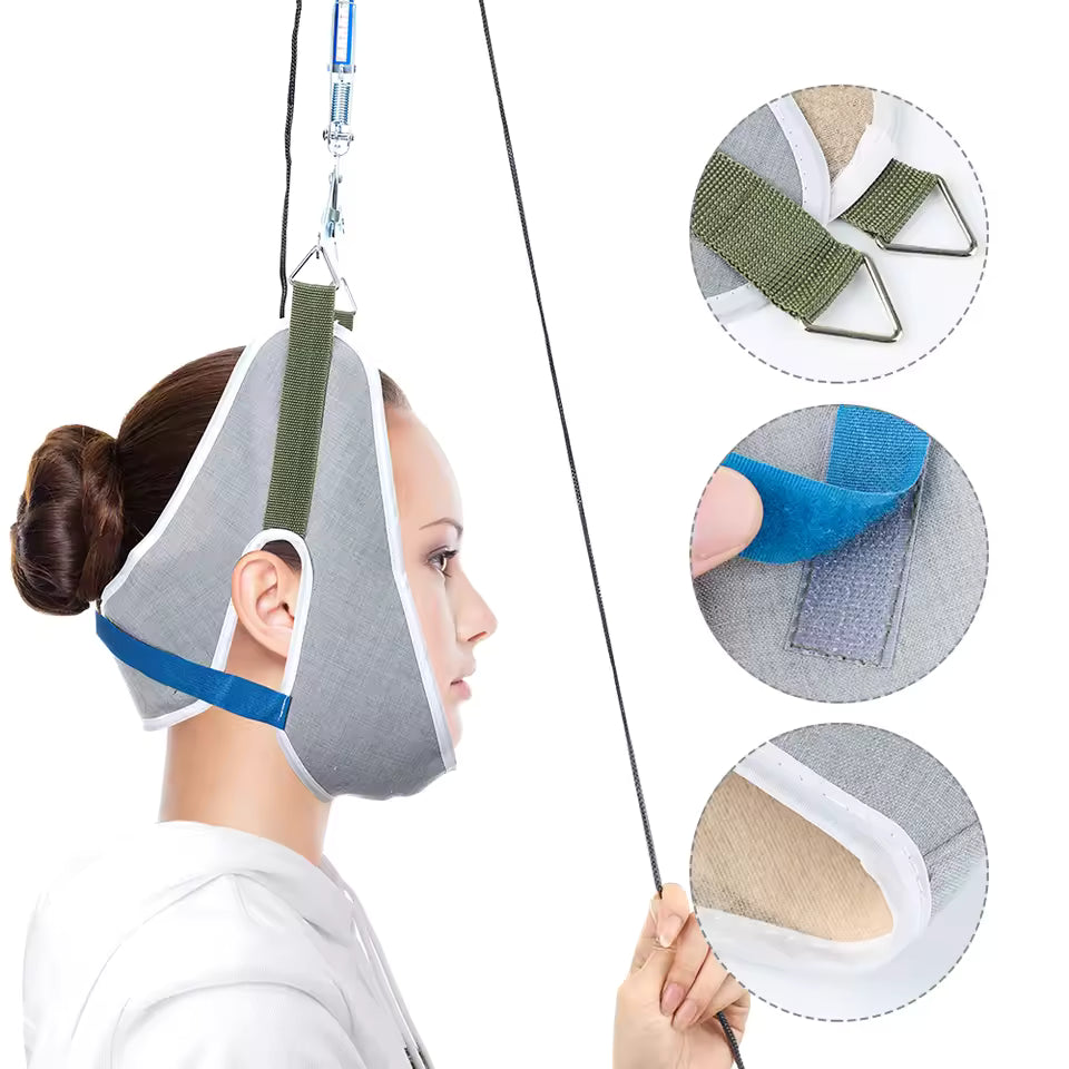 Over-Door Neck Traction Kit – Adjustable Cervical Stretcher with Cushion Support Belt