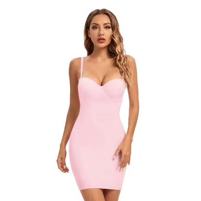 Women’s White Mesh Control Slip Dress with Underwire – Tube Mini Underdress