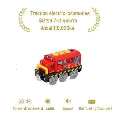 Magnetic Train Toys Electric Car Locomotive Diecast Slot Wooden Railway Accessories fit for Brand Wooden Tracks Kids Toys