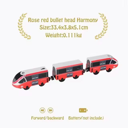 Magnetic Train Toys Electric Car Locomotive Diecast Slot Wooden Railway Accessories fit for Brand Wooden Tracks Kids Toys