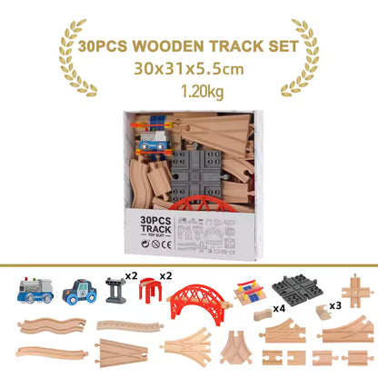 NEW Wooden Track Set Beech Wood Track Expansion Package Railway Train Track Set Fit for All Brands Trains Toys for Kids Gifts