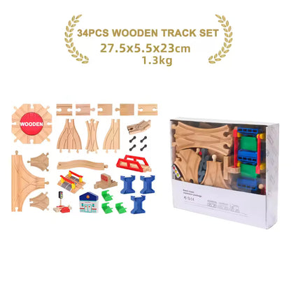 NEW Wooden Track Set Beech Wood Track Expansion Package Railway Train Track Set Fit for All Brands Trains Toys for Kids Gifts