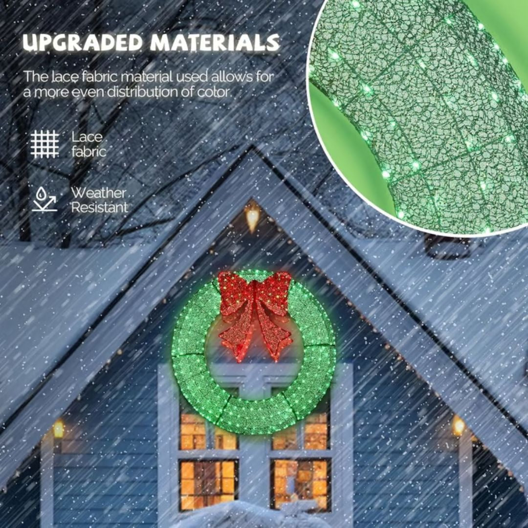 Pre-Lit Luxury Large Christmas Wreath – Perfect for Outdoor Elegance